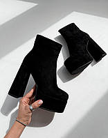 Жіночі ботильйони демісезонні екозамш 37 - 24 см чорний колір Mod. 9