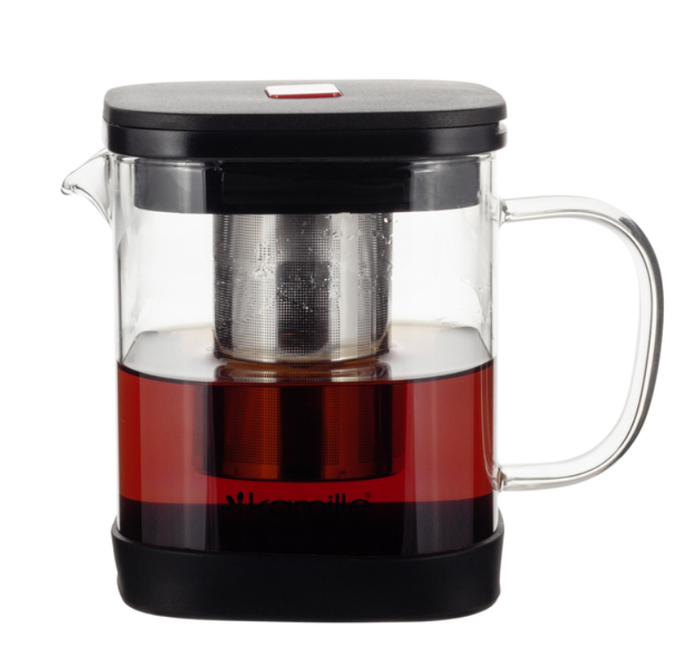 Скляний чайник для заварювання 1000 мл Kamille зі знімним ситечком квадратний, фото 1