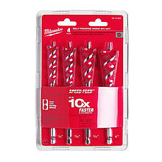 Набір свердл по дереву MilwaukeePRO Speed Feed - 4 ед. (1 шт) (заміна для 48130400), пластиковий кейс