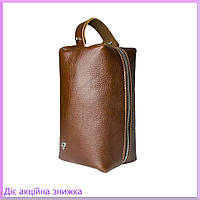 Чоловічий несесер Grande Pelle теракот косметичка для подорожей з натуральної шкіри для зберігання речей