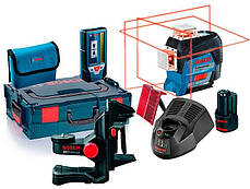 Лінійний лазерний нівелір BOSCHPRO GLL 3-80 C + тримач BM 1 + приймач LR 7 + зарядка + L-Boxx (0601063R05)
