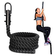 Канат для кросфіту 9 м, батл-роуп 50 мм з кріпленням, чорний