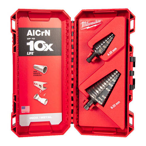 Набір кобальтових ступінчастих свердл (2 шт.), пластикова коробка, фото 1