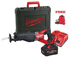 Пила шабельна акумуляторна MilwaukeePRO, M18 FSX-801C (+зар.пр., 1 акум.Х 8Аг, кейс)+M18 ALIS-0+жилетка