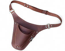 Пояс-чохол шкіряний для садового інструменту на 3 кишені (КОРИЧНЕВИЙ) G-Leather