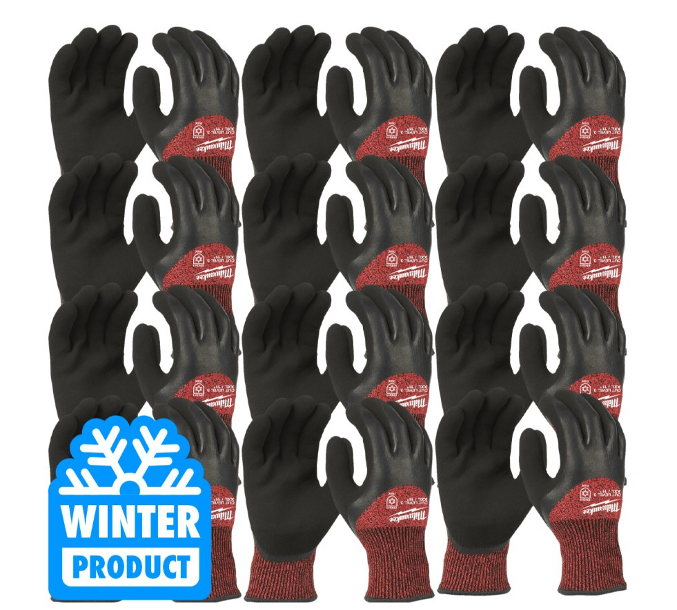 Рукавиці робочі зимові MilwaukeePRO, з опором порізам 3/С рівня, розмір 11/XXL, (72шт)