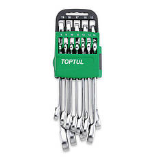 Набір ключів трещоточных реверсивних TOPTULPRO 8-19мм 10 од. на холдере GSAQ1001