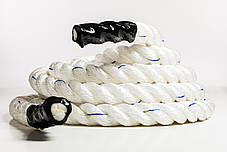 Кросфіт канат Battle Rope White WCGPRO 9м для тренувань 50х9