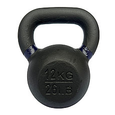 Чавунна гиря WCGPRO 12 кг, чорна, для силових тренувань та фітнесу