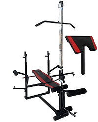 Універсальна лава для жиму WCGPRO 0070 з тягою та брусами, чорна