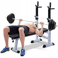Лавка для жиму WCGPRO 2020 з набором гантелей 70 кг та гирею 10 кг