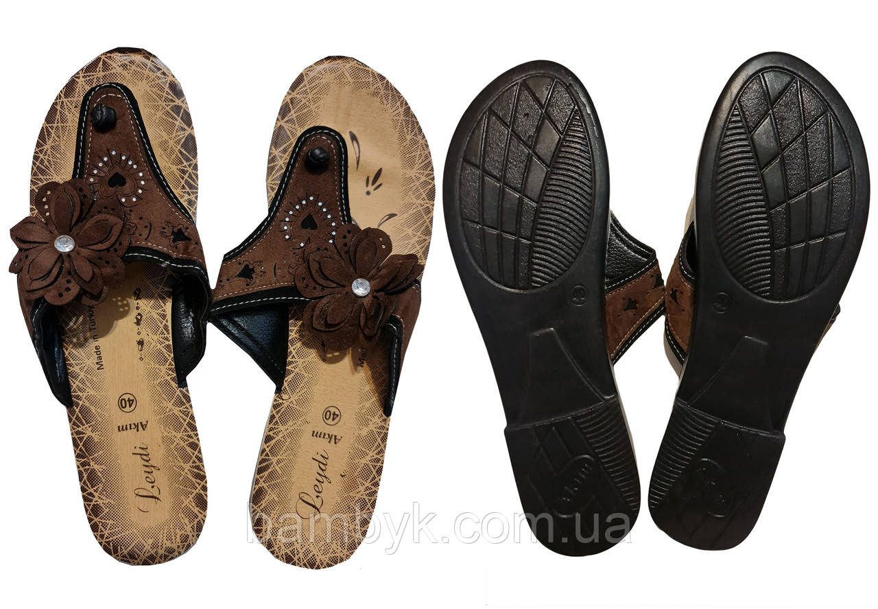 Жіночі шльопанці через палець з прес шкіри розпродаж Туреччина