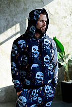 Чорний спортивний костюм худі штани з принтом маски, фото 3