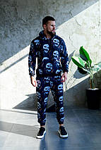 Чорний спортивний костюм худі штани з принтом маски, фото 4