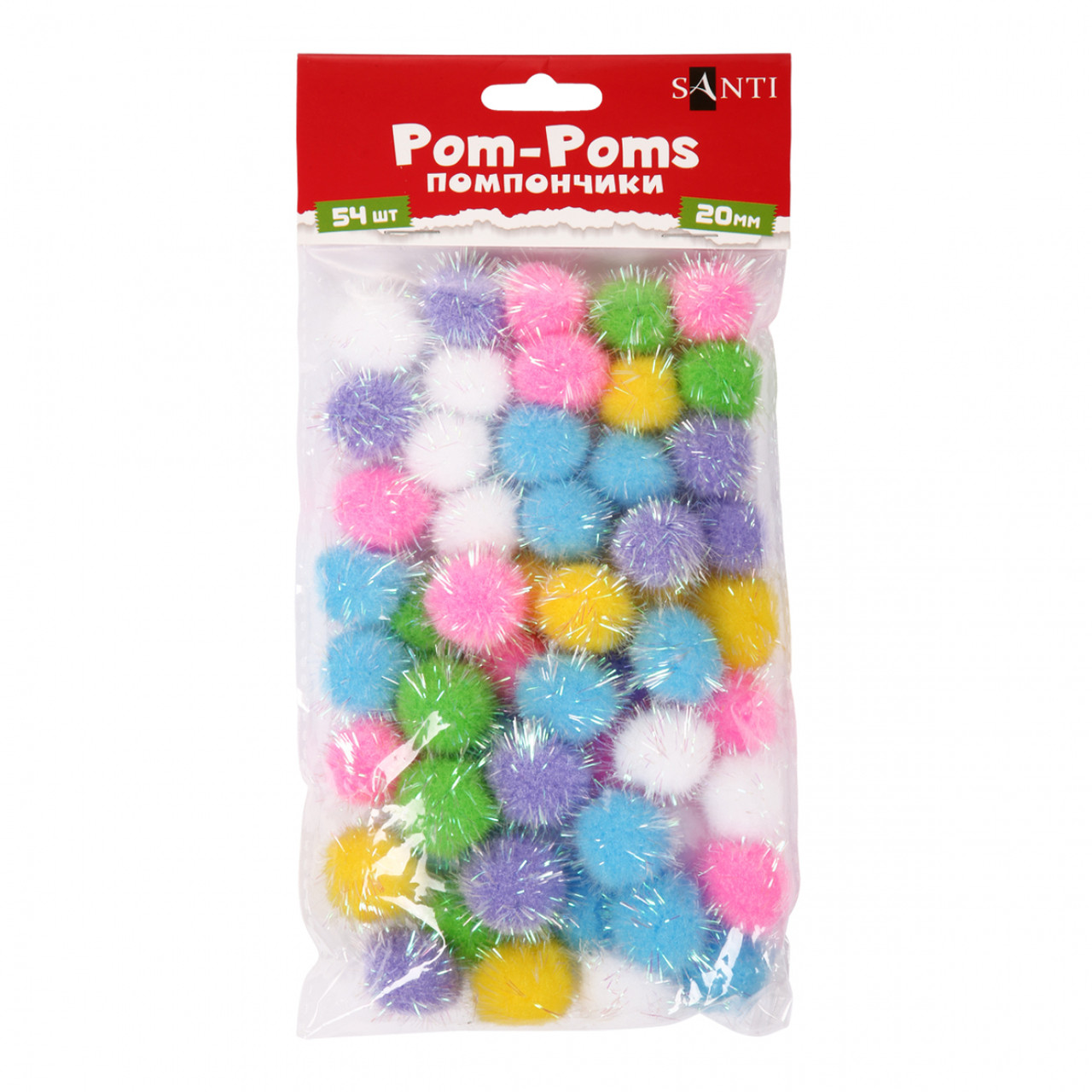 Помпони Santi з люрексом голографічним кольорові, d-20 мм 54шт/уп 955442