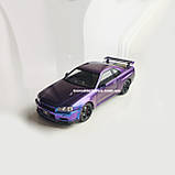 Металева машинка Nissan Skyline GT-R R34 1:24 Колекційна модель з «Форсаж 2» з дверима, що відкриваються, фото 6