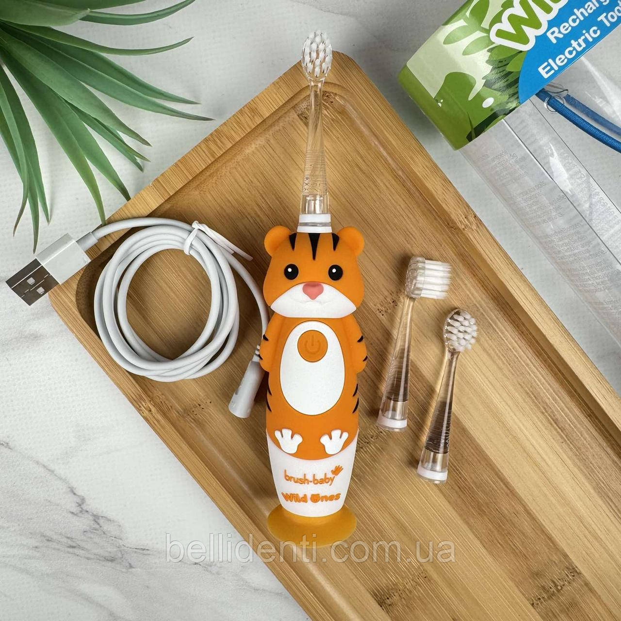 Звукова зубна щітка Brush Baby WildOnes Sonic (від 0 до 10 років) Тигр, фото 1