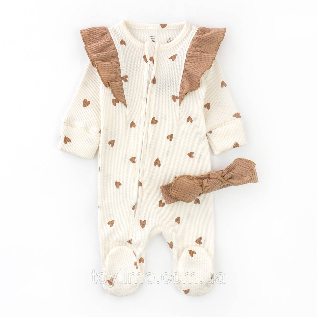 Чоловічок для дівчинки на блискавці з пов'язкою Coffee hearts, фото 1