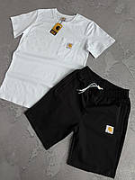 Набір Carh біла футболка чорні шорти для чоловіків літній одяг спортивний стиль BUV