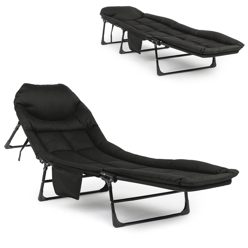 Розкладне ліжко (розкладачка) з вбудованим матрацом LEOBRO Black (LB-FB-M1-BLK)