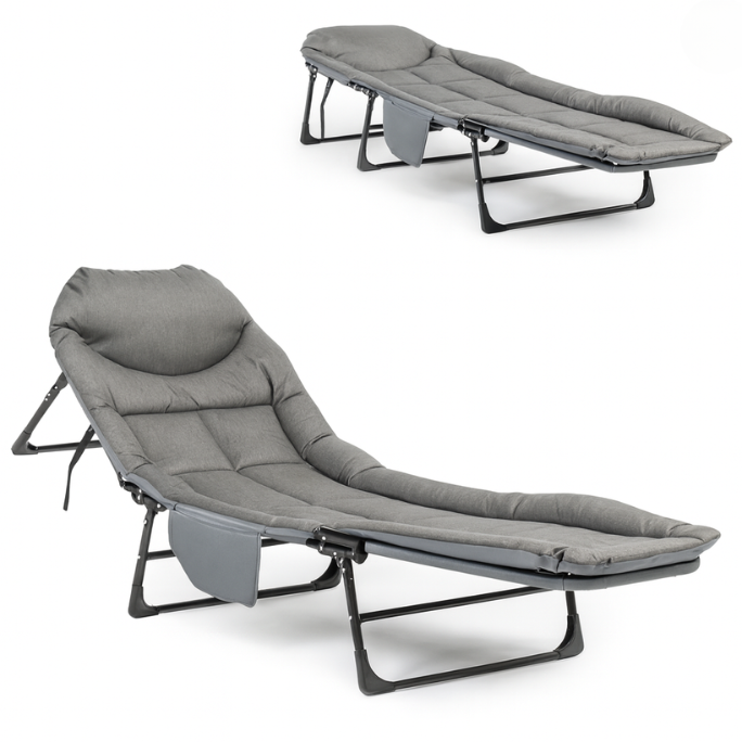 Розкладне ліжко (розкладачка) з вбудованим матрацом LEOBRO Grey (LB-FB-M1-GRY)