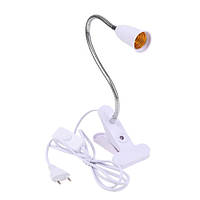 Патрон Е27 з вилкою і вимикачем, гнучкий подовжувач 20см з прищіпкою