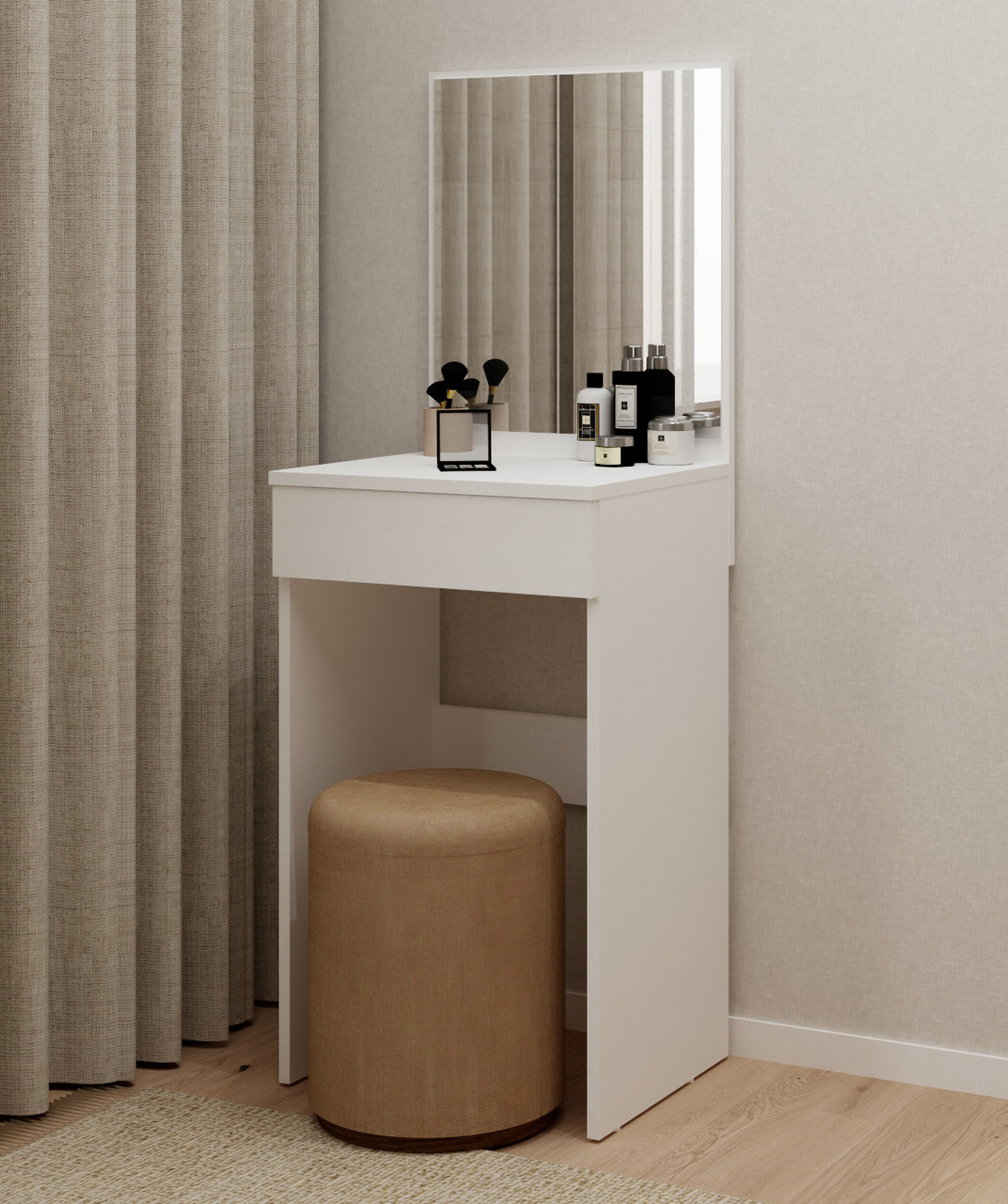 Туалетний столик із дзеркалом та висувним ящиком з ДСП, стіл для макіяжу, гримерний стіл ТС-4, фото 1