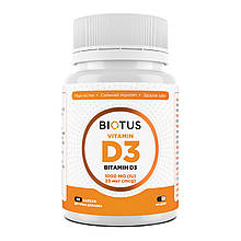 Вітамін D3, Vitamin D3, Biotus, 25 мкг (1000 МО), 60 капсул