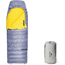 Спальник з натуральним пухом Naturehike CW700 CNK2450WS048, p-р L, жовто-сірий