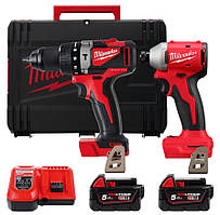 Набір з двох інструментів безщіткових акумуляторних M18 BLPP2A3-502X (Гвинтоверт M18 BLIDR, Шуруповерт M18 BLPD2, 2 акумулятори,