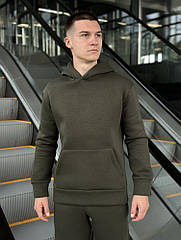 Тепле чоловіче худі на флісі з капюшоном хакі Pobedov 008 Зима 2XL