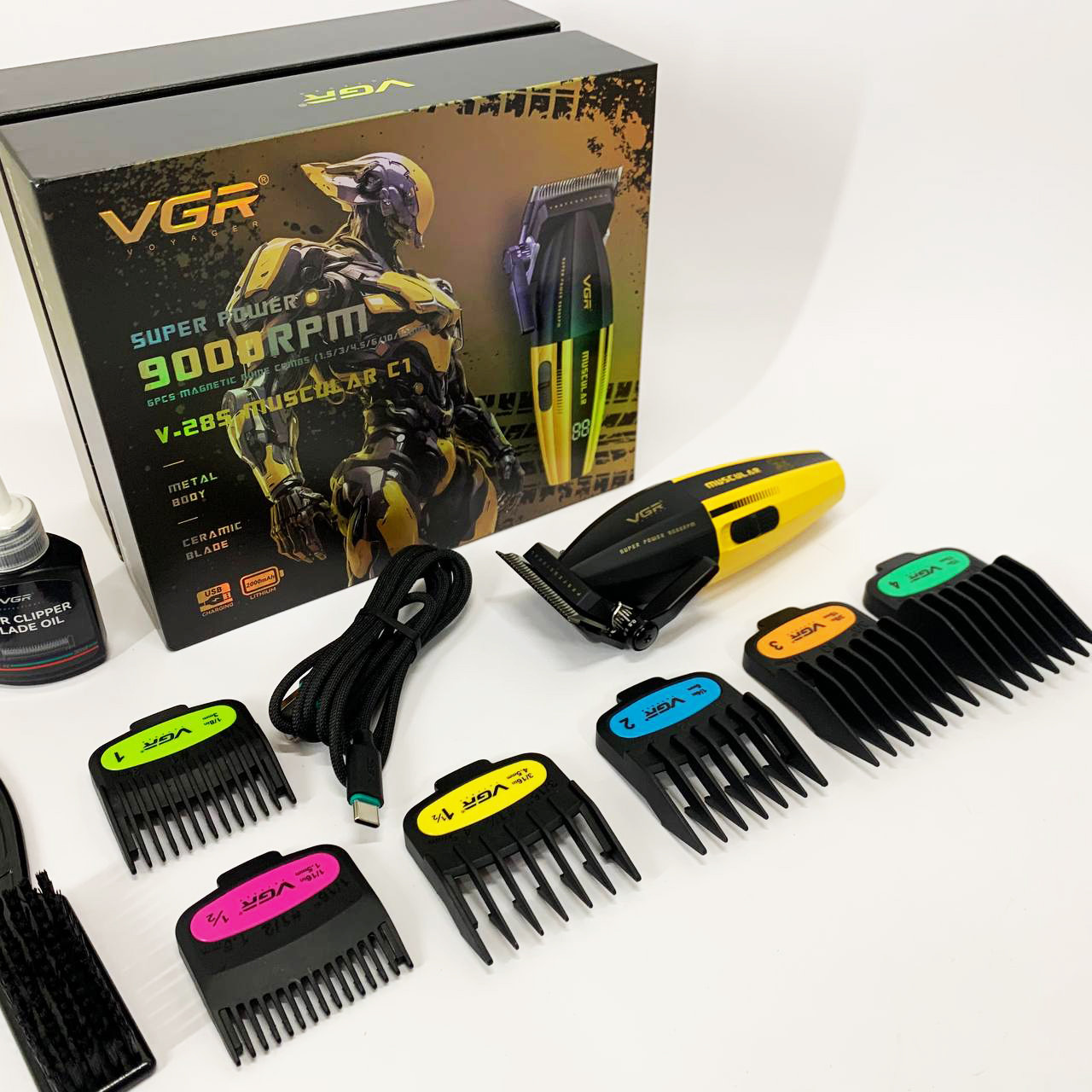 Перукарська машинка акумуляторна професійна, Машинка-тример 3 в 1 для стрижки волосся WR-64