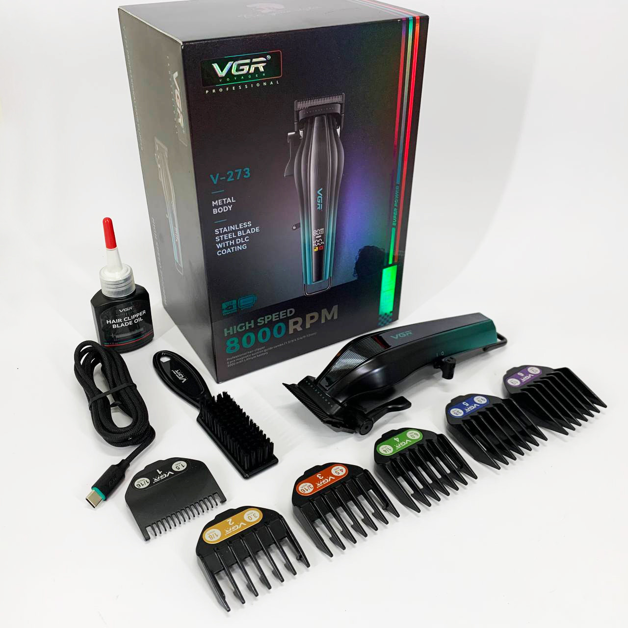 Бездротовий акумуляторний тример для стрижки волосся VGR, Машинка для стрижки посіченого волосся ZJ-32