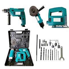 Набір інструментів 3в1 Дрель Лобзик Болгарка з насадками 800Вт 3000ходів за хвилину