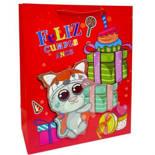 Пакет подарунковий, 32х26х12 см (КОТИК ЧЕРВОНИЙ) [tsi275483-TSI], фото 1