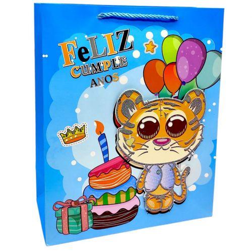 Пакет подарунковий, 32х26х12 см (ТИГРИК БЛАКИТНИЙ) [tsi275484-TSI], фото 1