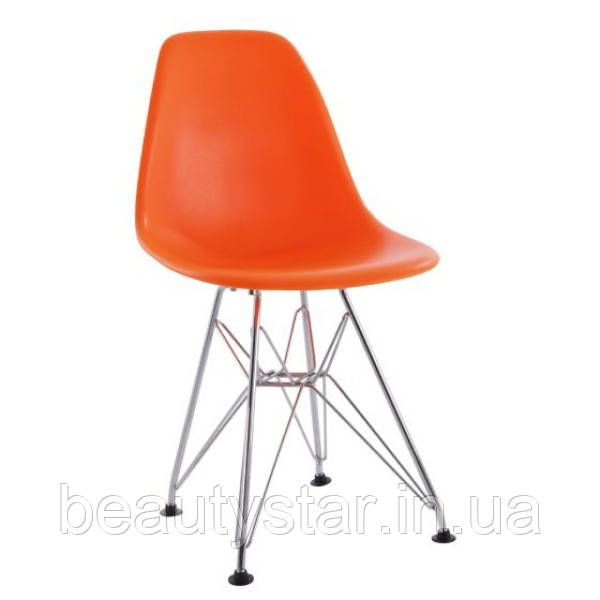 Стілець пластиковий на металевих ніжках ТАУЕР помаранчевий для кафе та салонів, фото 1