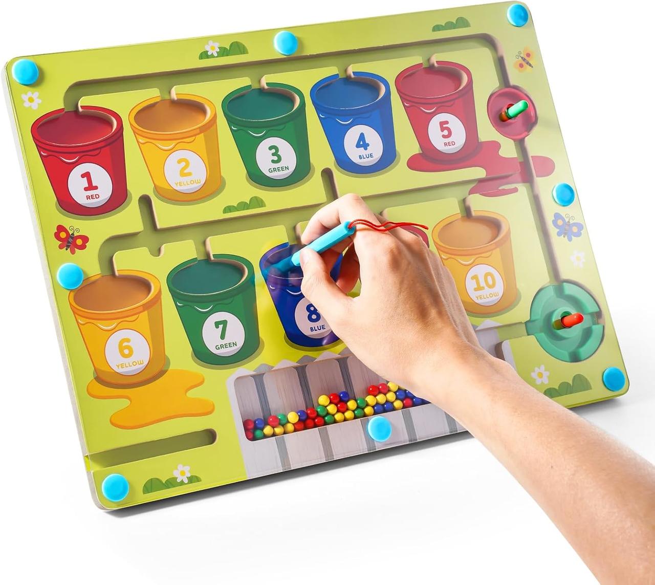 Дитяча логічна дошка магнітна гра сортер лабіринт для перетягування кульок розвиває мислення дитини, фото 1