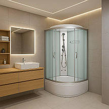 Душовий бокс KO&PO 218F 120х80х215 см з глибоким піддоном правий асиметричний матове скло, фото 2