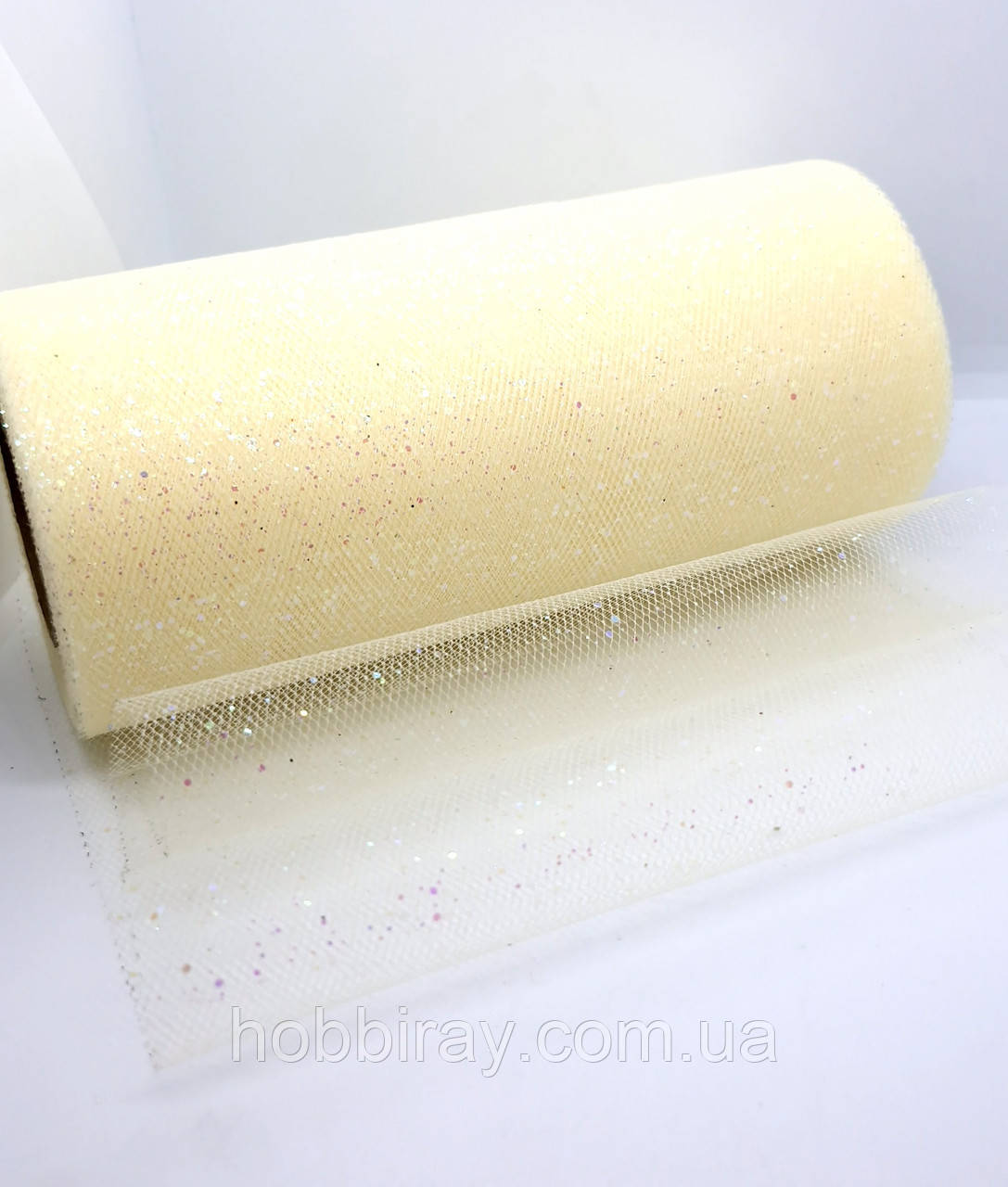 Фатин із блискітками. Блискітки хамелеон. Ширина 15 см. Довжина 1 м. Цвет молочний., фото 1