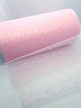 Фатин із блискітками. Блискітки хамелеон. Ширина 15 см. Довжина 1 м. Цвет рожевий світлий.