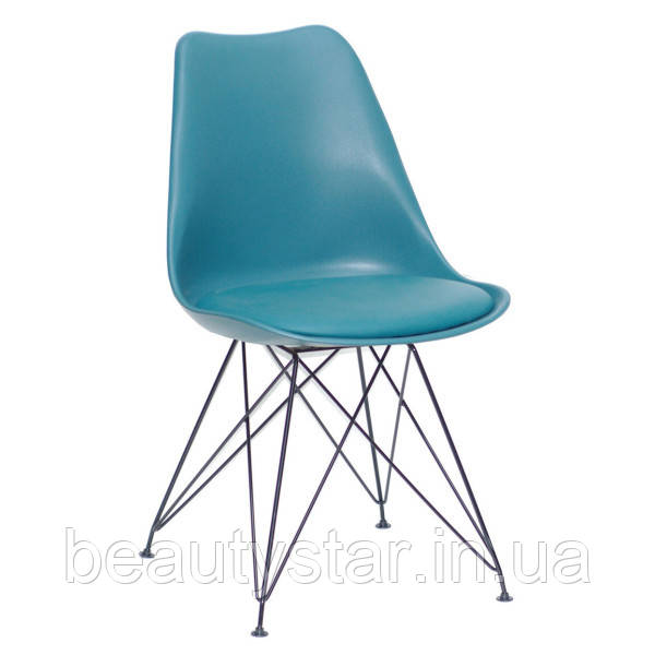 Пластиковий блакитний стільчик з подушкою ТАУЕР Стілець для клієнтів манікюрного кабінету, фото 1