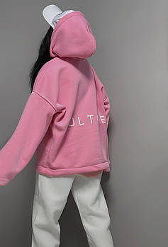 Худі жіноче оверсайз з тринитки на флісі з надписом (Норма)