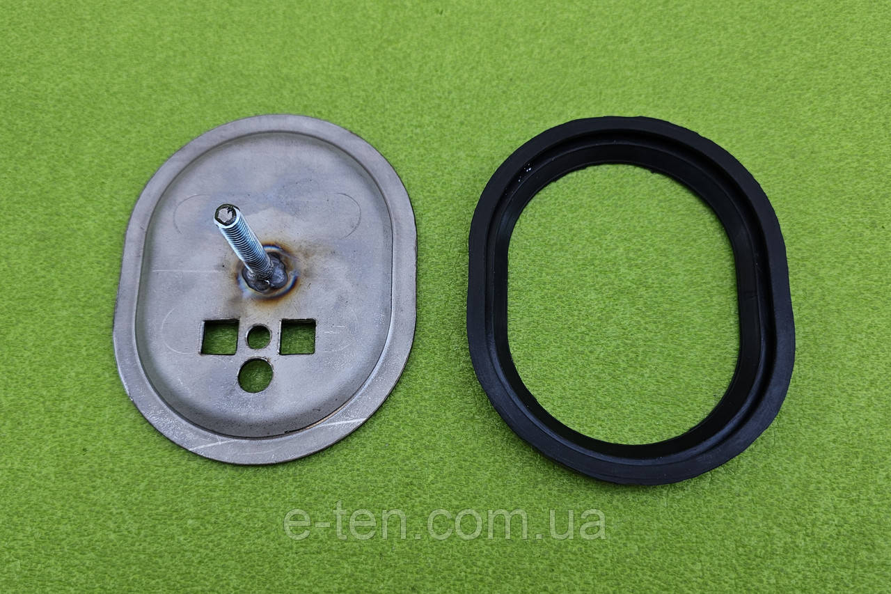 Фланець нержавійка ОВАЛЬНИЙ 120мм*96мм + ПРОКЛАДКА (під мокрий тен на фланці Ø48мм) в бойлер "ELDOM"