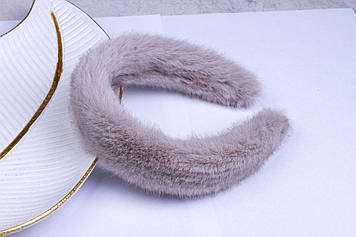 Обруч із хутром для волосся, обідок на голову, сірий колір