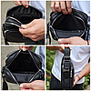 Чоловіча шкіряна сумка-барсетка 24х20х8, компактна сумочка на плече для чоловіка, наплічний месенджер, чорна, фото 7
