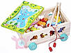 Каталка логічна тематична гра 3в1 дитині Сортер за фігурами геометрія ферма Магнітна риболовля 3 види, фото 6