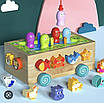 Каталка логічна тематична гра 3в1 дитині Сортер за фігурами геометрія ферма Магнітна риболовля 3 види, фото 7