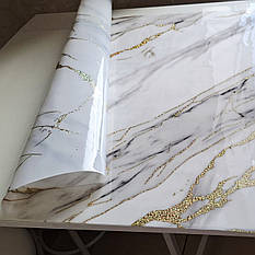 Гнучке кольорове скло на стіл з мармуровим малюнком,  ширина 60 см