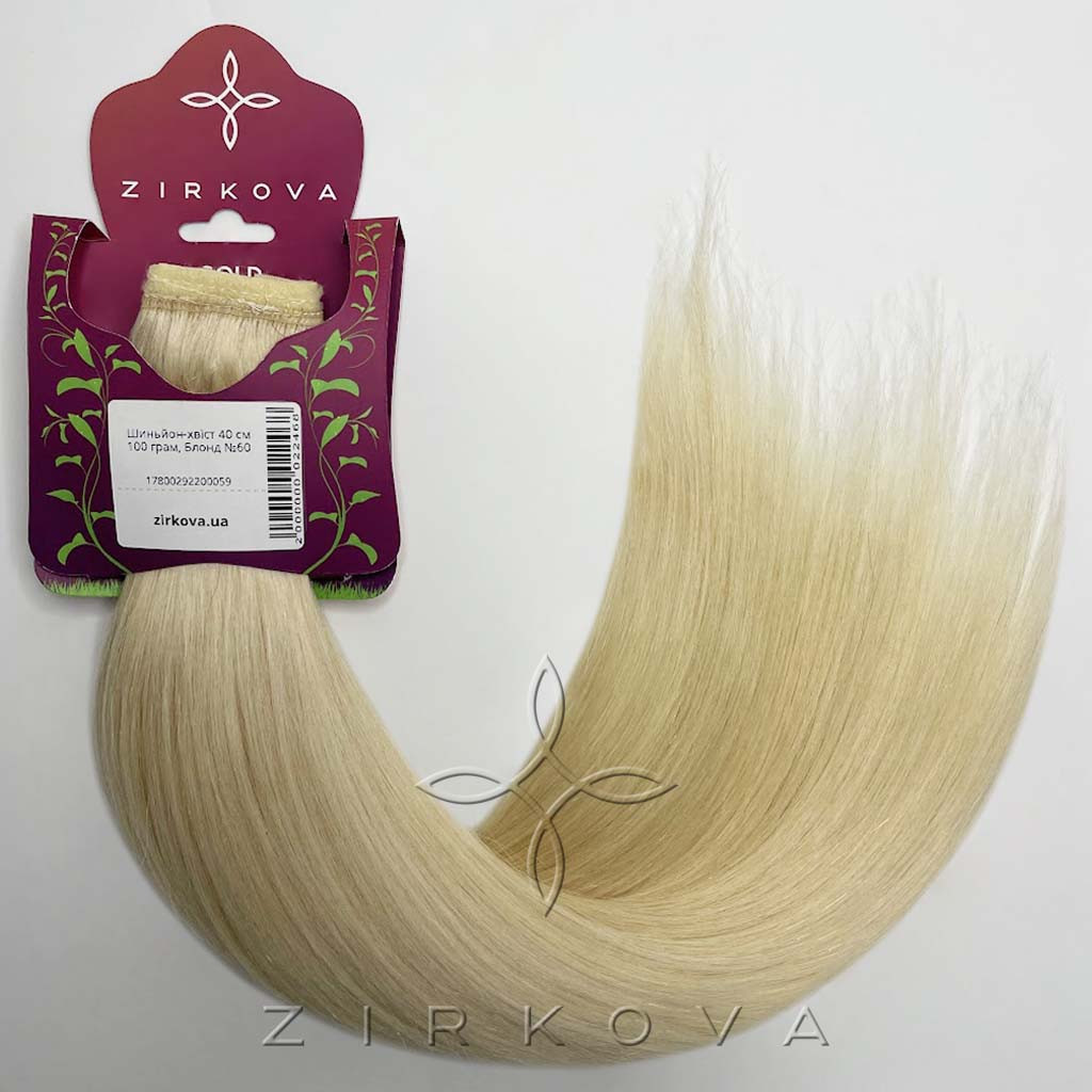 Шиньйон-Хвіст на Липучці 40 см 100 грам, Блонд №60, фото 1